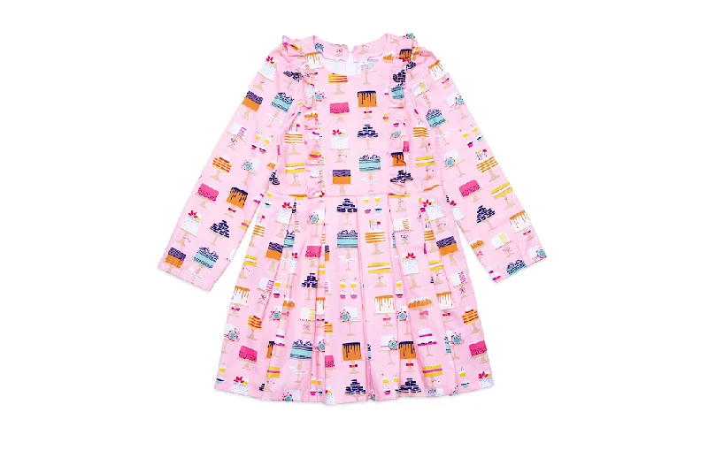 Long Sleeve Ruffle Dress In Cakes