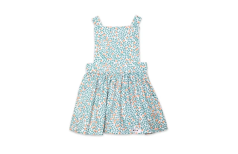 Girls Pinafore Dress In Orange Grove