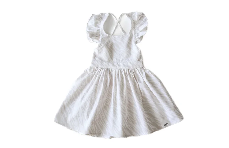 Ruffle Sleeve Dress In Light Zebra