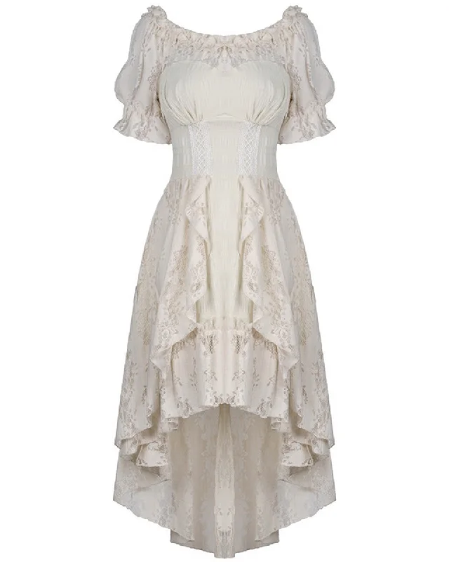 Dark In Love Wildwinde Steampunk Dress - Vintage Off-White/Cream