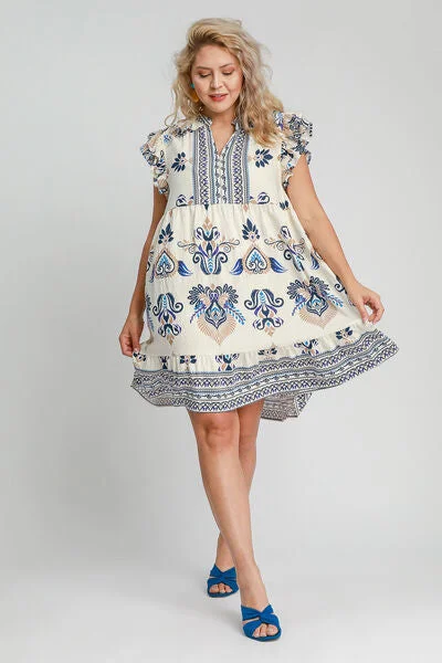 Umgee Plus Size Two Tone Tiered Dress