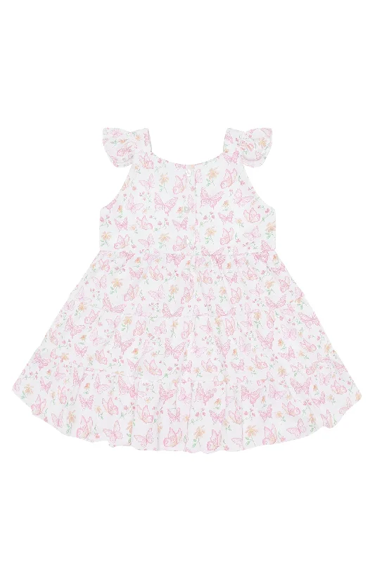 Butterflies Print Ruffle Dress