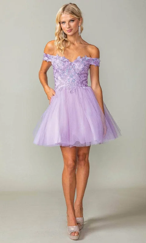 Dancing Queen 3373 - Off Shoulder Tulle Cocktail Dress