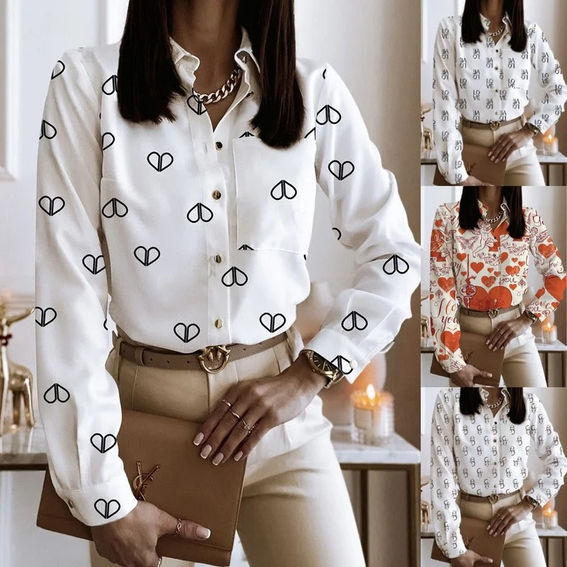 2023 New Blouse Women Turn-down Collar Long Sleeve Fashion Plus Size Casual Blouses Elegant Lady Office Work Shirts Tops Semi-Sheer Blouse