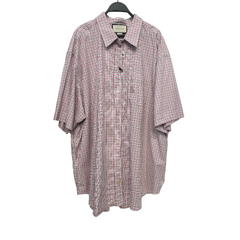 GUCCI/3|4S Blouse/40/RED/Plaid Casual Button Blouse