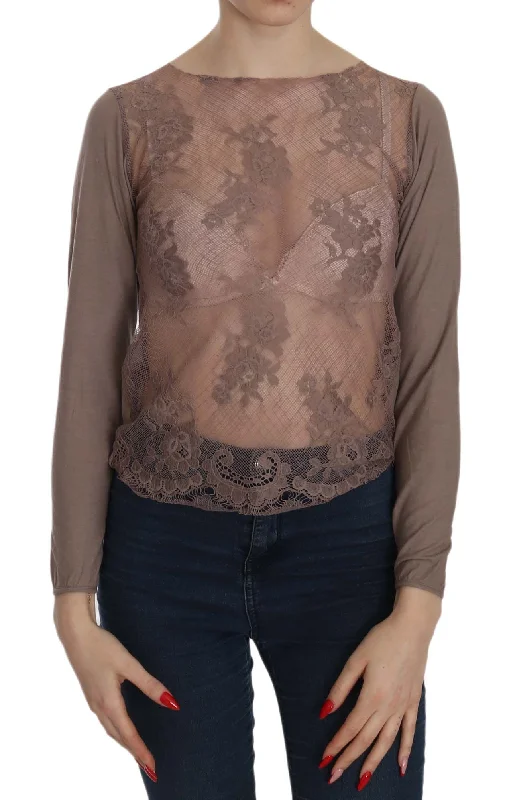 Boat Neck Cotton Lace Blouse Gathered Detail Blouse