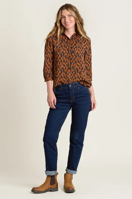 Brush Strokes Blouse Feminine Ruffle Blouse