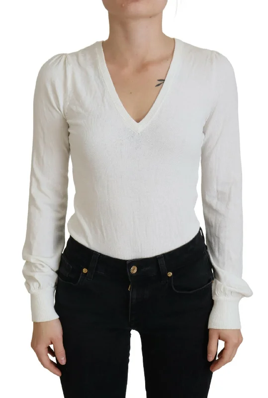 Chic Ivory Casual Blouse Chic Off-Shoulder Blouse