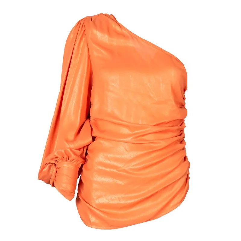 Chic Orange Laminated Blouse Everyday Stylish Blouse