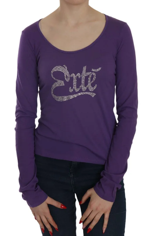 Crystal Embellished U-Neck Blouse Lightweight Chiffon Blouse