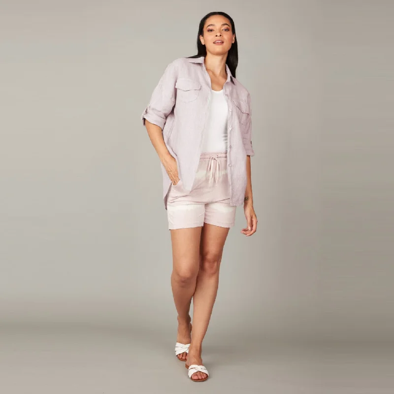 Double Pocket Linen Blouse (Petal) Casual Relaxed Fit Blouse