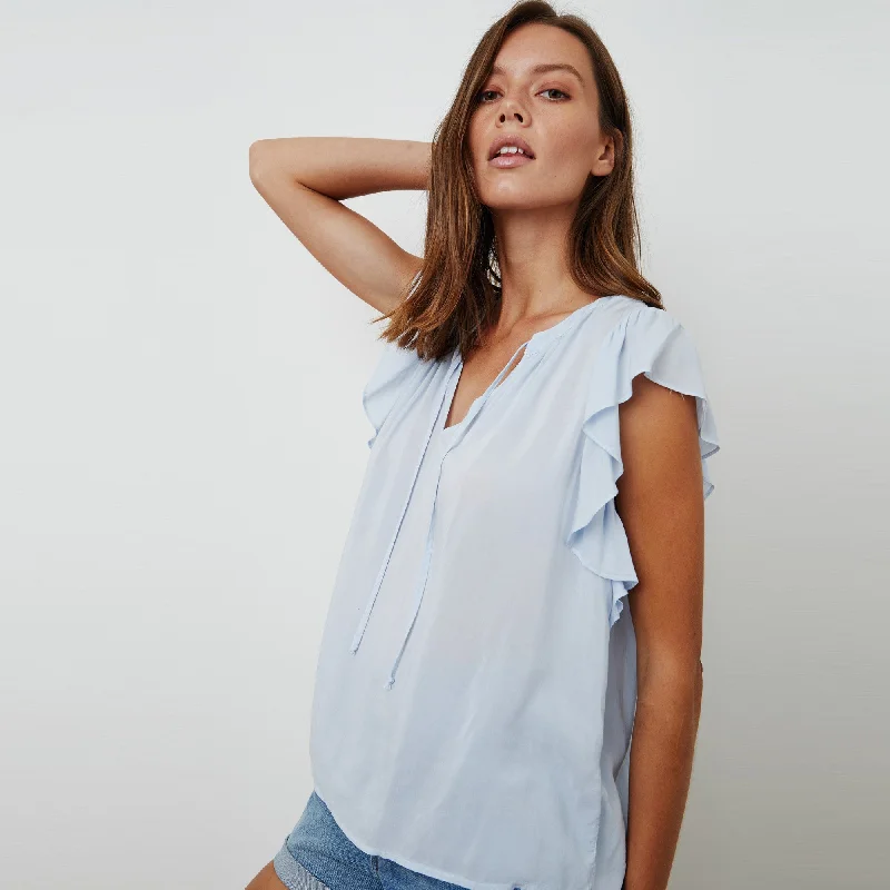 Eavan Ruffle Blouse (Glacie) Playful Puff Blouse