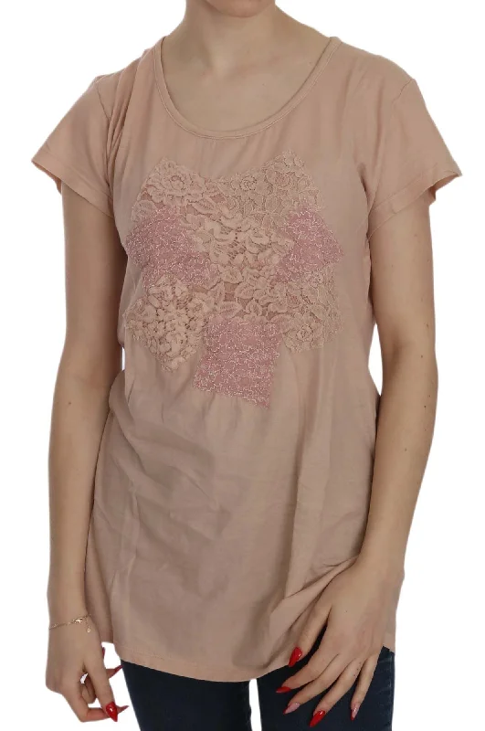Elegant Cream Lace Round Neck Blouse Puff Sleeve Blouse