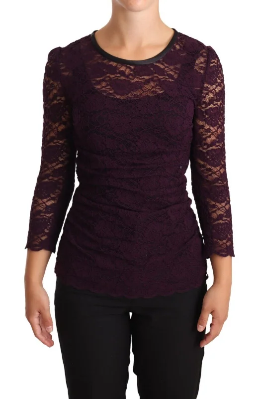 Elegant Sheer Lace Long Sleeve Blouse Smart Business Blouse
