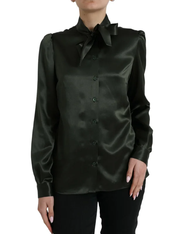 Elegant Silk Ascot Collar Blouse Soft Knit Blouse