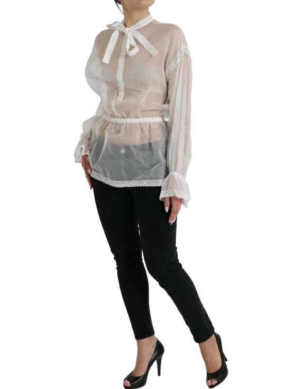 Elegant Silk Blend Long Sleeve Blouse Chic Sleeveless Blouse