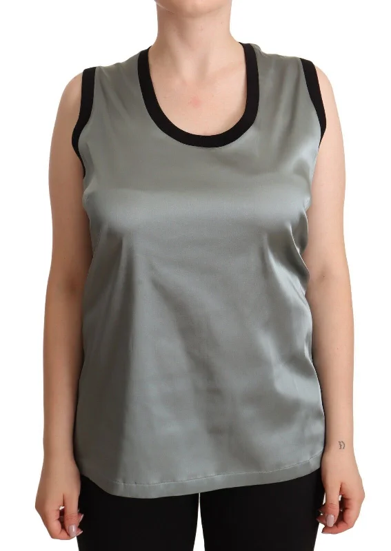 Elegant Silver Sleeveless Blouse Office Formal Blouse