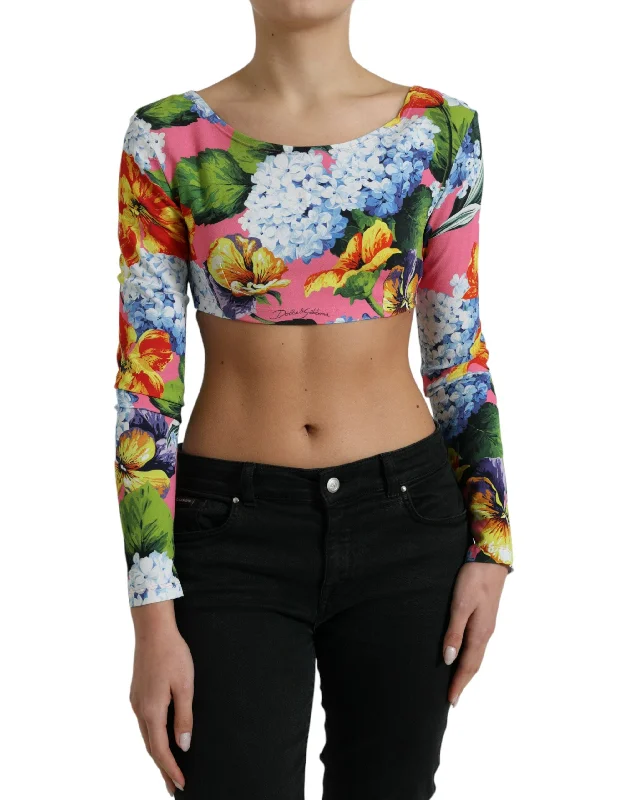 Floral Elegance Cropped Blouse Flowy Bohemian Blouse