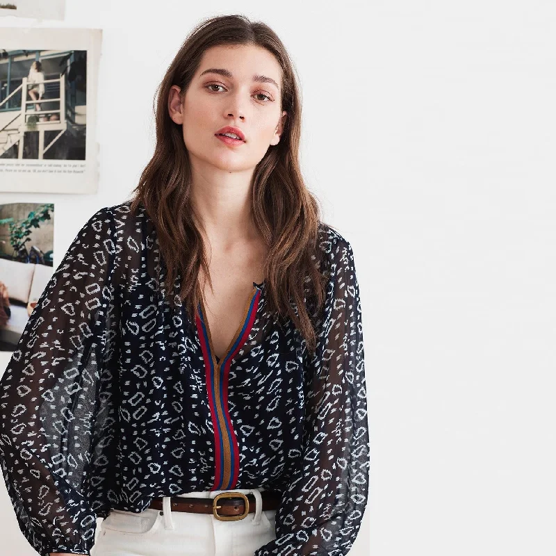 Janet Playa Print Blouse Loose Oversized Blouse