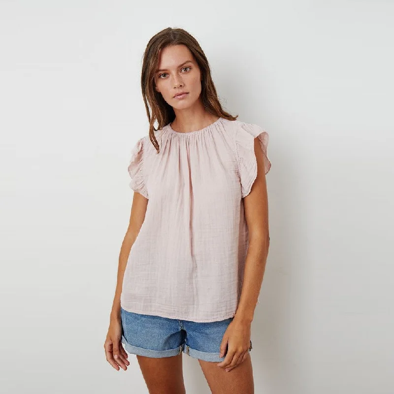 Kaia Cotton Gauze Blouse (Peony) Office-Ready Blouse