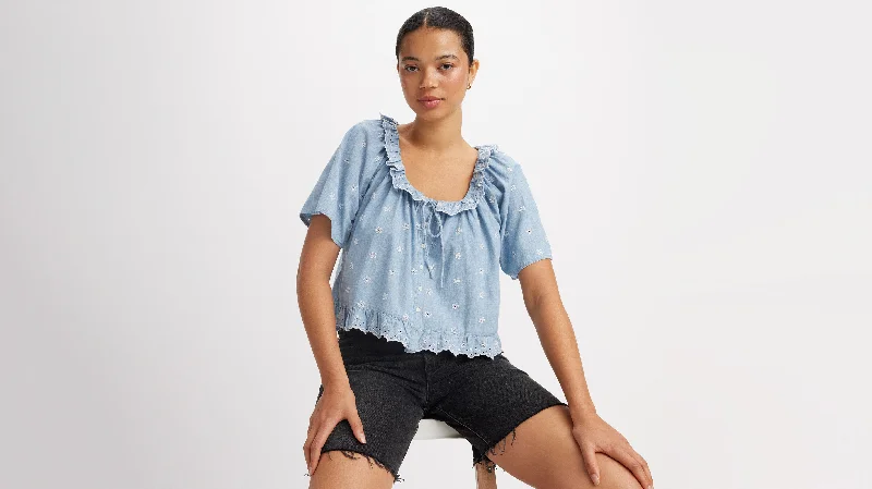 Levi's® Women's Lyka Short-Sleeve Blouse Classic Striped Blouse