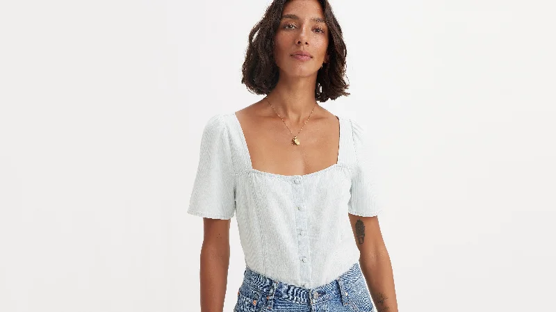 Levi's® Women's Pascale Short-Sleeve Blouse Collared Satin Blouse