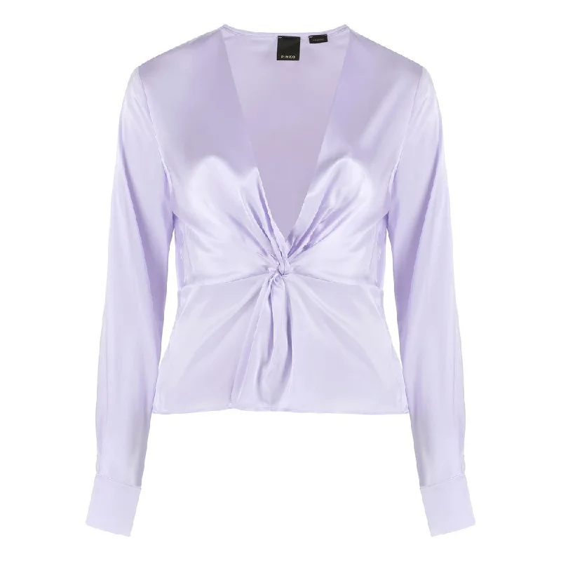 Lilac Silk Elegance Blouse Chic Ruffle Blouse