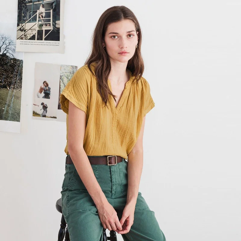 Mae Half Placket Blouse (Amber) Relaxed Fit Blouse