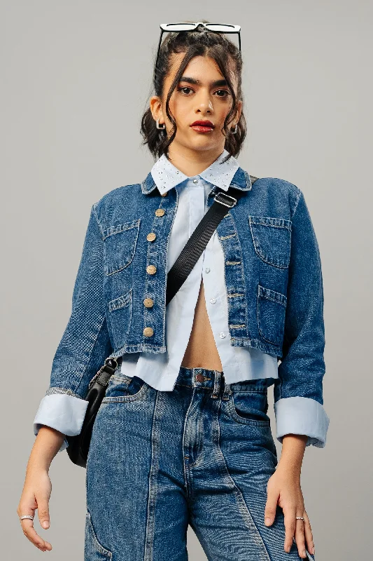Multi Pocket Indigo Shacket Sleeveless Summer Blouse