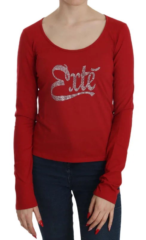 Ravishing Red Crystal Embellished Blouse Romantic Lace Blouse