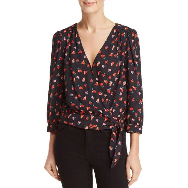 Rayla Printed Challis Blouse (Tulip) Stretchy Fitted Blouse