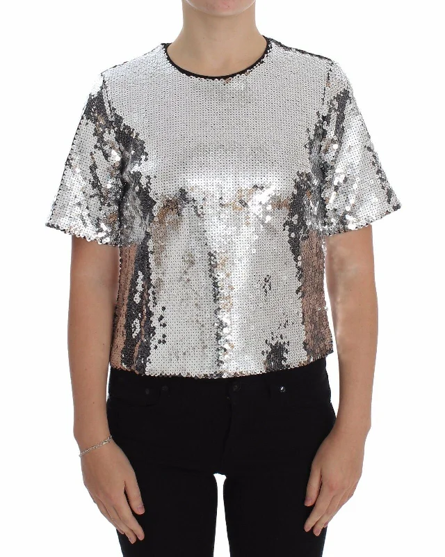 Sequined Elegance Blouse Drape Neck Blouse