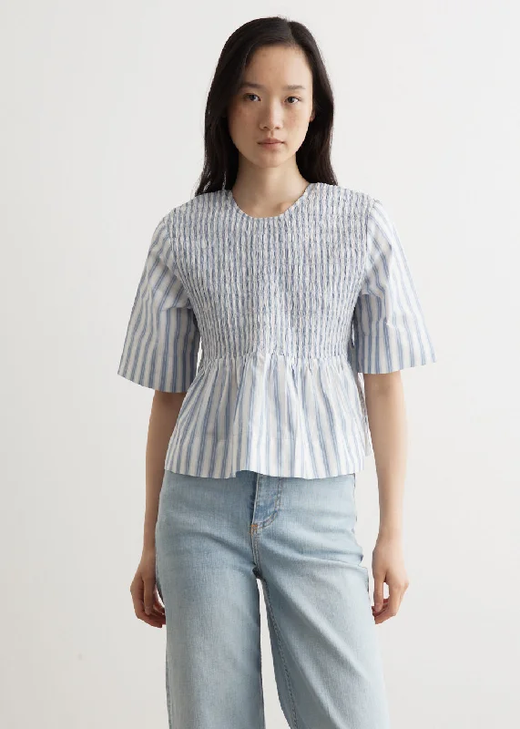 Stripe Open Back Smock Blouse Everyday Stylish Blouse