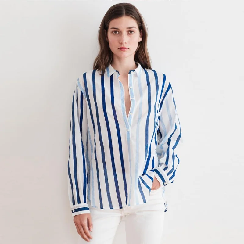 Talia Ombre Stripe Blouse (Blue) Slim Fit Blouse