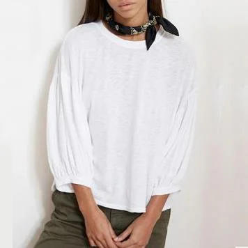 Tovah Lux Blouse (White) Ruched Sleeve Blouse