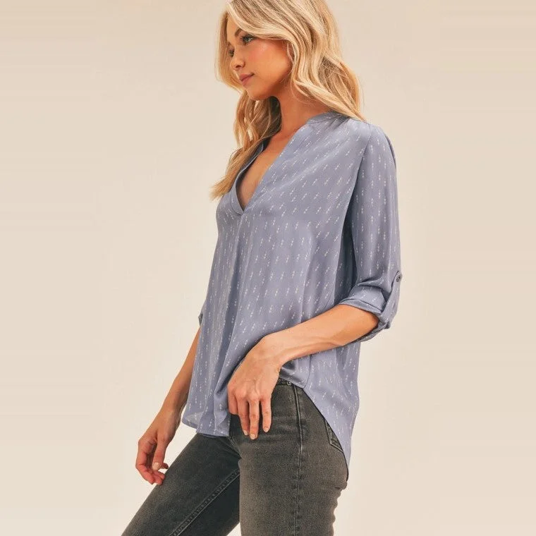 Tunic Blouse (Blue Abstract) Textured Cotton Blouse