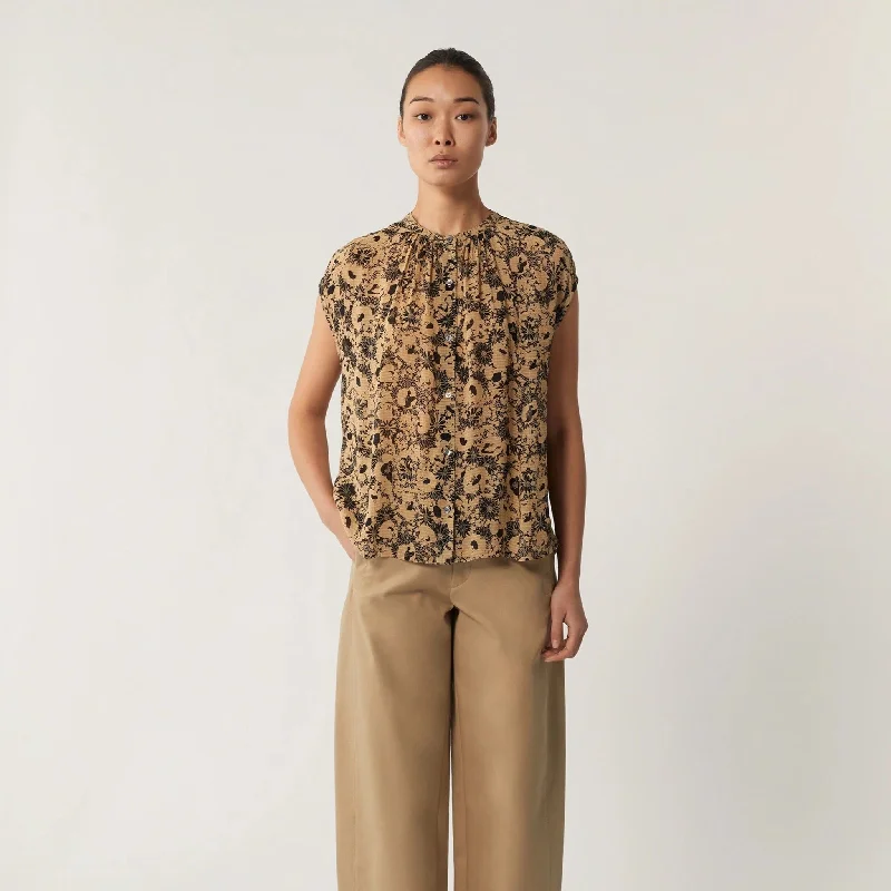 Voisine Blouse (Noir + Beige) Bell Sleeve Blouse