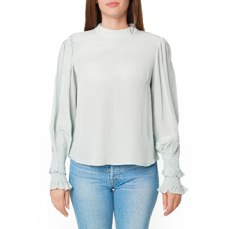 Women's Dotted Tie Neck Blouse in Sage Elegant Silk Blouse
