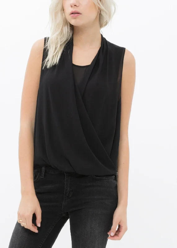 Women's Surplice Sleeveless Blouse Playful Puff Blouse