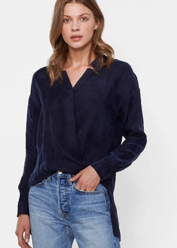 Women's Wrapped High Low Hem Blouse Top Floral Print Blouse