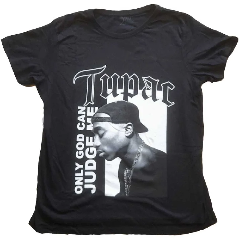 Tupac Ladies T-Shirt: Only God Text Terry Blend Velvet Blend Canvas Blend