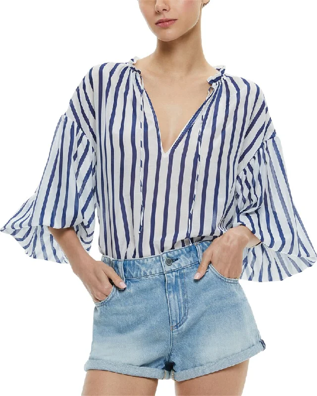 alice + olivia Julius Silk-Blend Blouse Cotton Casual Blouse