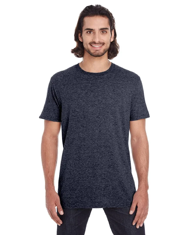 Anvil Fashion Fit T-Shirt | Heather Navy Iron Safe Non-Iron Wrinkle Free