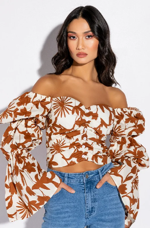 ASTER OFF THE SHOULDER FLORAL BLOUSE Sleeveless Summer Blouse