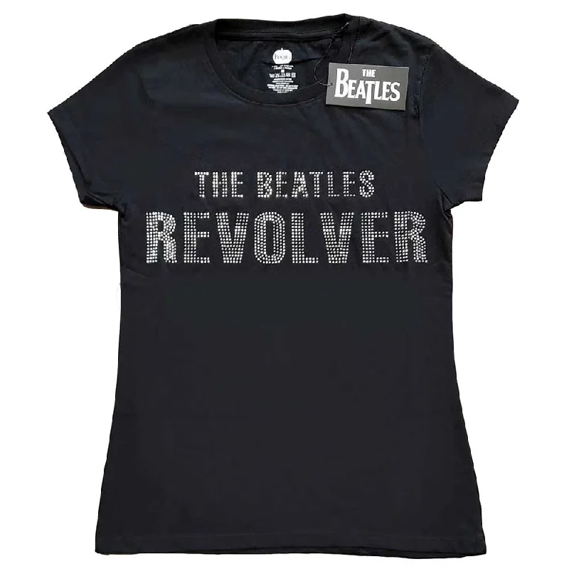 The Beatles Ladies T-Shirt: Revolver (Diamante) Collared T-Shirt Boat Neck A-Line