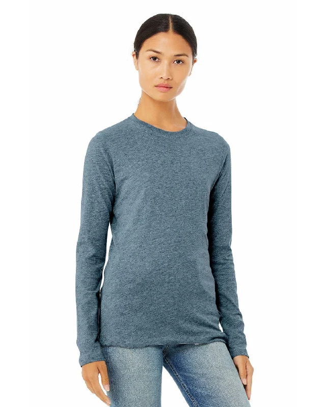 Bella+Canvas Ladies Long Sleeve T-Shirt | Hthr Deep Teal Front Pockets Side Pockets Patch Pockets Bella+Canvas Ladies Long Sleeve T-Shirt | Hthr Deep Teal Front Pockets Side Pockets Patch Pockets