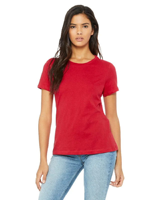 Bella+Canvas Ladies Relaxed Short Sleeve Jersey T-Shirt | Red Collared T-Shirt Boat Neck A-Line Bella+Canvas Ladies Relaxed Short Sleeve Jersey T-Shirt | Red Collared T-Shirt Boat Neck A-Line