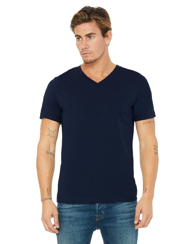 Bella+Canvas Unisex V-Neck T-Shirt | Navy Mesh Canvas Denim