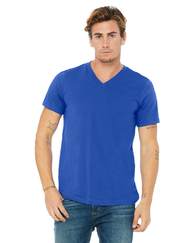 Bella+Canvas Unisex V-Neck T-Shirt | True Royal Front Pockets Side Pockets Patch Pockets Bella+Canvas Unisex V-Neck T-Shirt | True Royal Front Pockets Side Pockets Patch Pockets