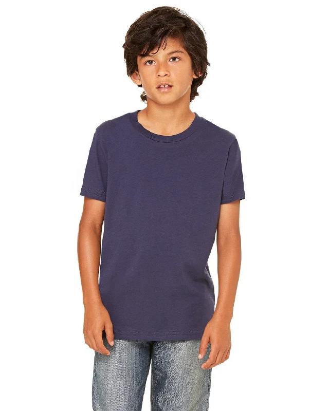 Bella+Canvas Youth Short Sleeve T-Shirt | Navy Hooded Caped Shawl Collar